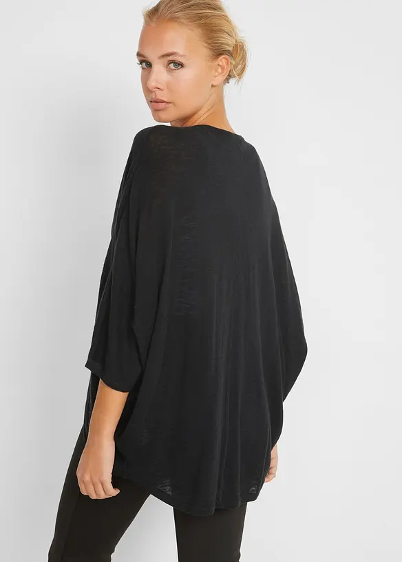 Feinstrickjacke aus reiner Baumwolle in schwarz von hinten (im Anschnitt) - bonprix Feinstrickjacke aus reiner Baumwolle in schwarz von hinten (im Anschnitt) - bonprix