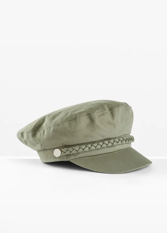 Schiffermütze mit Flechtdetail in grün von vorne - bonprix
