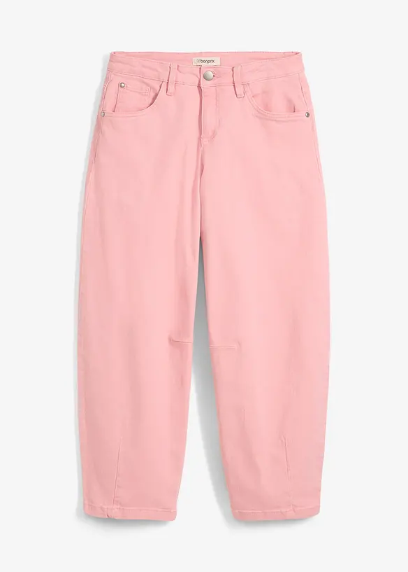Barrel-Hose aus elastischem Baumwoll-Mix in rosa von vorne - bonprix