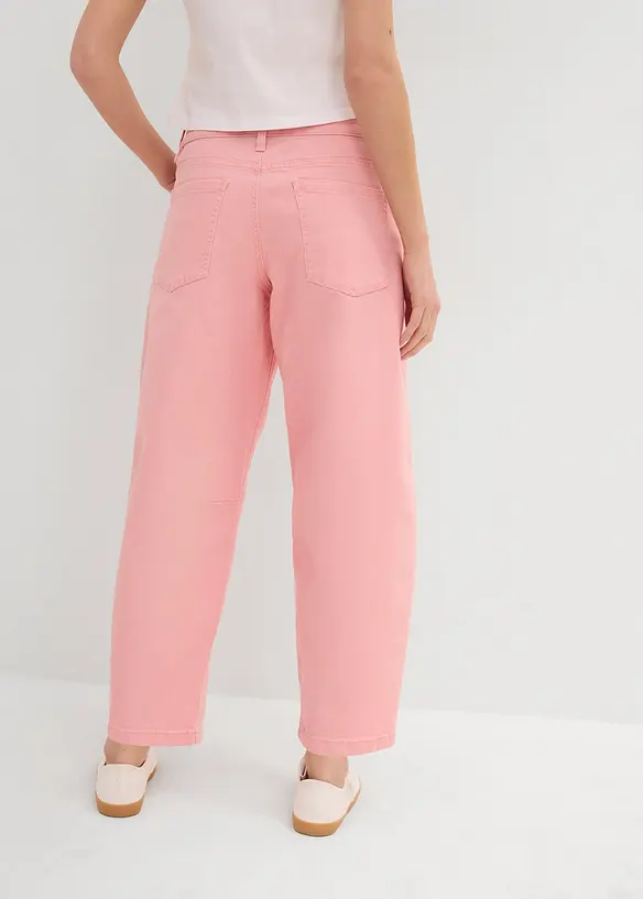 Barrel-Hose aus elastischem Baumwoll-Mix in rosa von hinten - bonprix