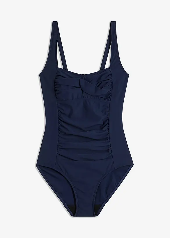 Medium Shape-Badeanzug mit Wickeloptik in blau von vorne - bonprix