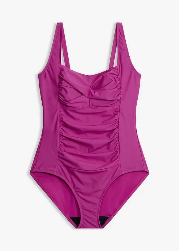 Medium Shape-Badeanzug mit Wickeloptik in lila von vorne - bonprix