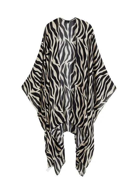 Poncho im Zebralook in schwarz von vorne - bonprix