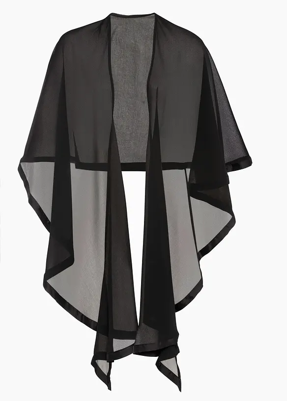 Stola mit feinem Satindetail in schwarz von vorne - bonprix