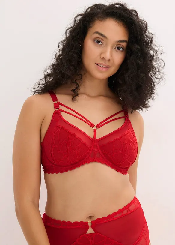 Minimizer-BH mit Schmuckdetails in rot von vorne (im Anschnitt) - bonprix