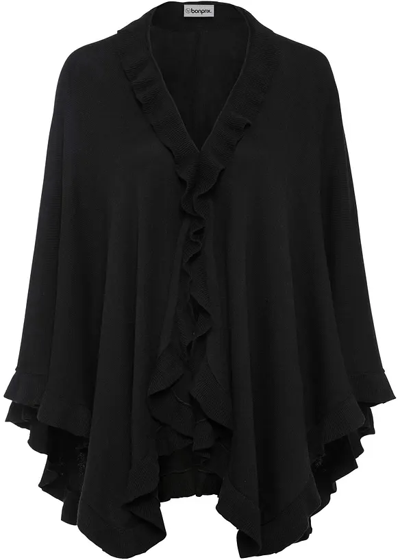 Poncho mit Kaschmiranteil in schwarz - bonprix