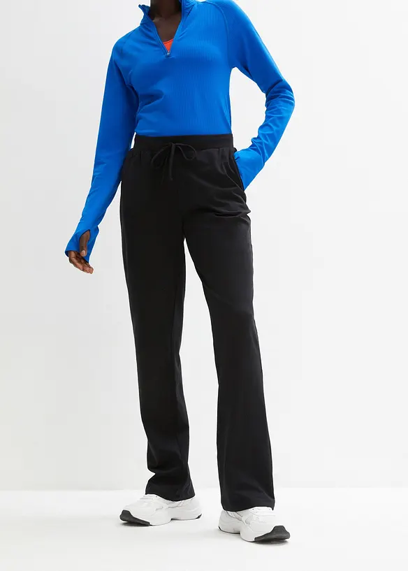 Hose mit reiner Bio-Baumwolle mit Stretch in schwarz von vorne - bonprix