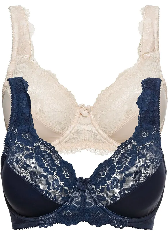 Minimizer-BH mit gepolsterten Trägern (2er Pack) in blau - bonprix