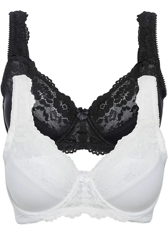Minimizer-BH mit gepolsterten Trägern (2er Pack) in schwarz von vorne - bonprix