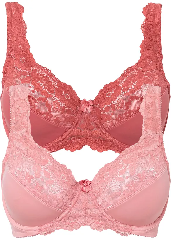 Minimizer-BH mit gepolsterten Trägern (2er Pack) in rosa von vorne - bonprix