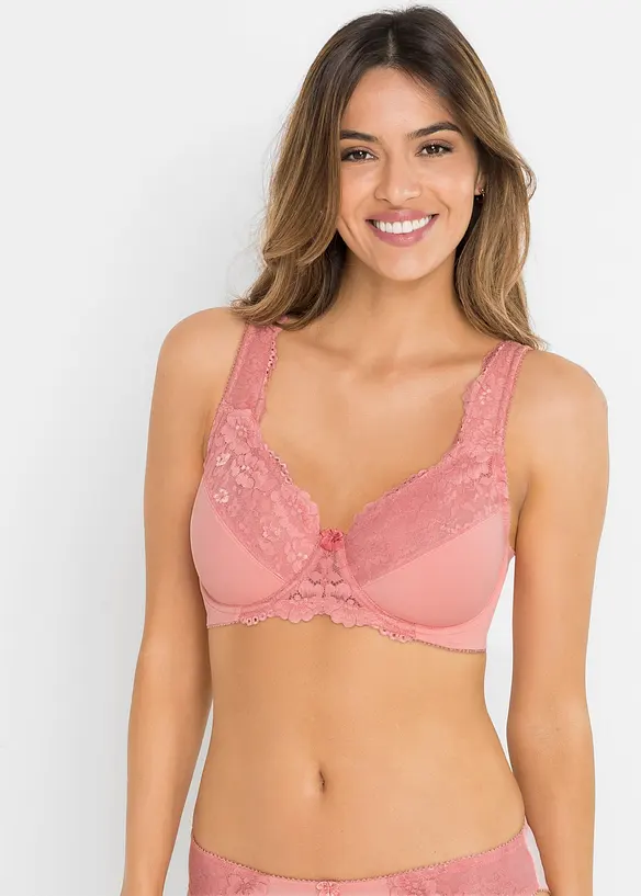 Minimizer-BH mit gepolsterten Trägern (2er Pack) in rosa von vorne (im Anschnitt) - bonprix