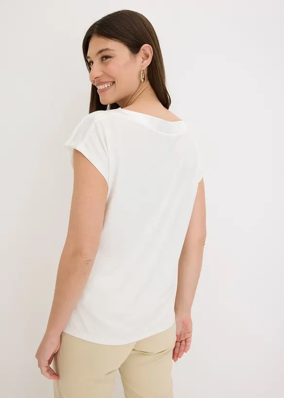 Shirt mit Satinpasse in weiß von hinten (im Anschnitt) - bonprix