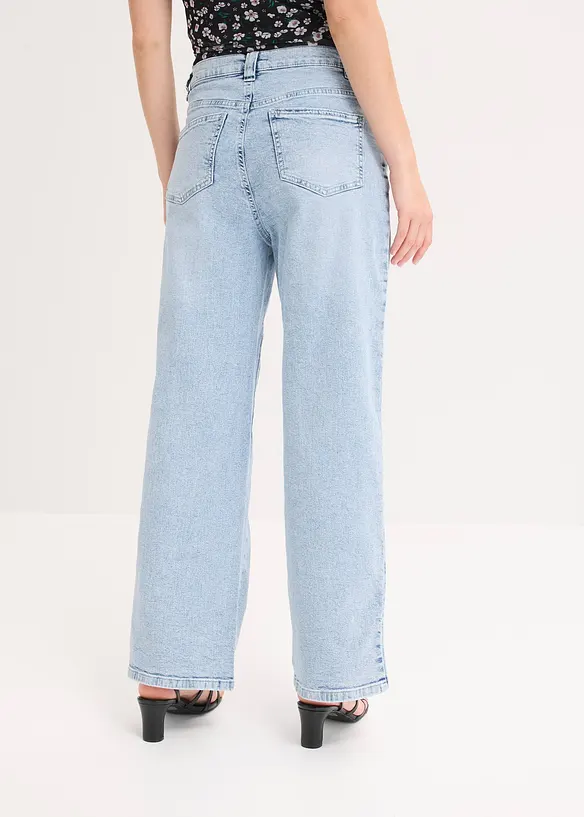 Wide-Leg-Jeans High Waist, Low Stretch in blau von hinten - bonprix
