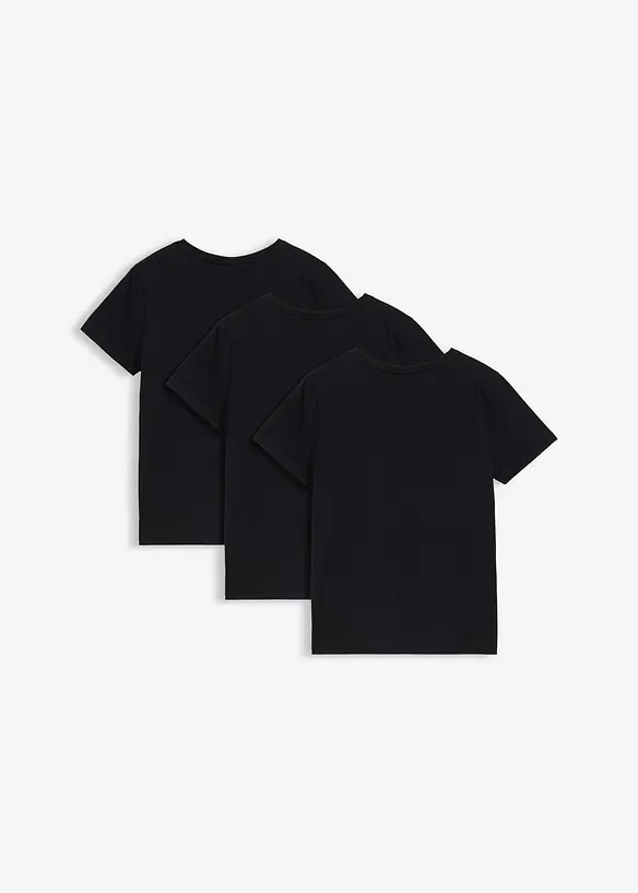 T-Shirt aus reiner Bio-Baumwolle (3er Pack) in schwarz von hinten - bonprix