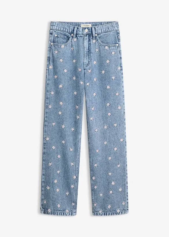 Straight-Jeans High Waist, Baumwolle in blau von vorne - bonprix