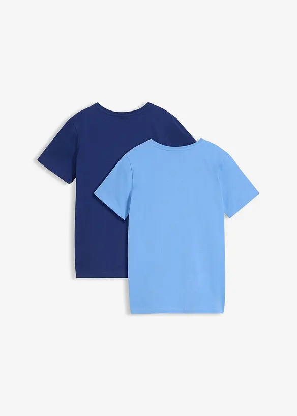 T-Shirt aus reiner Bio Baumwolle (2er Pack) in blau von hinten - bonprix