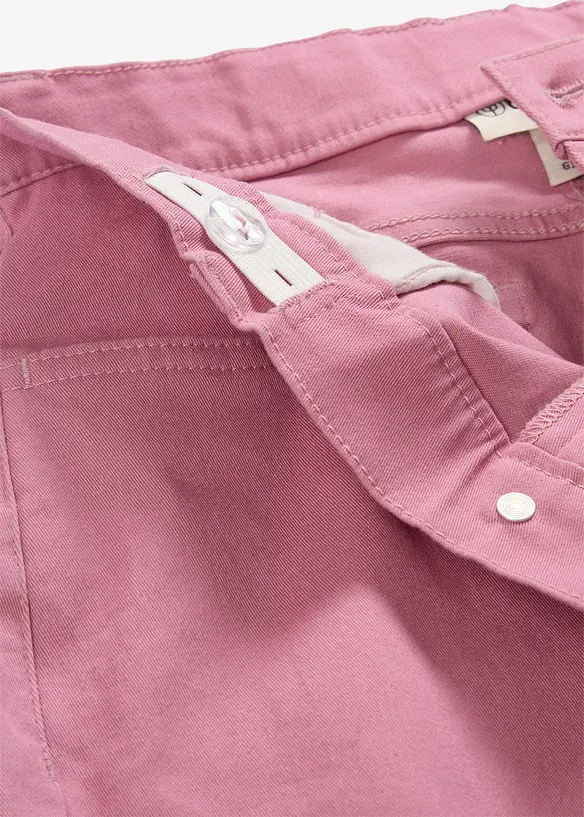Twillhose Cropped aus elastischem Baumwoll-Mix in rosa - bonprix