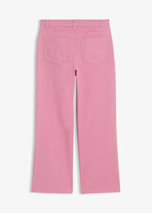 Twillhose Cropped aus elastischem Baumwoll-Mix in rosa von hinten - bonprix