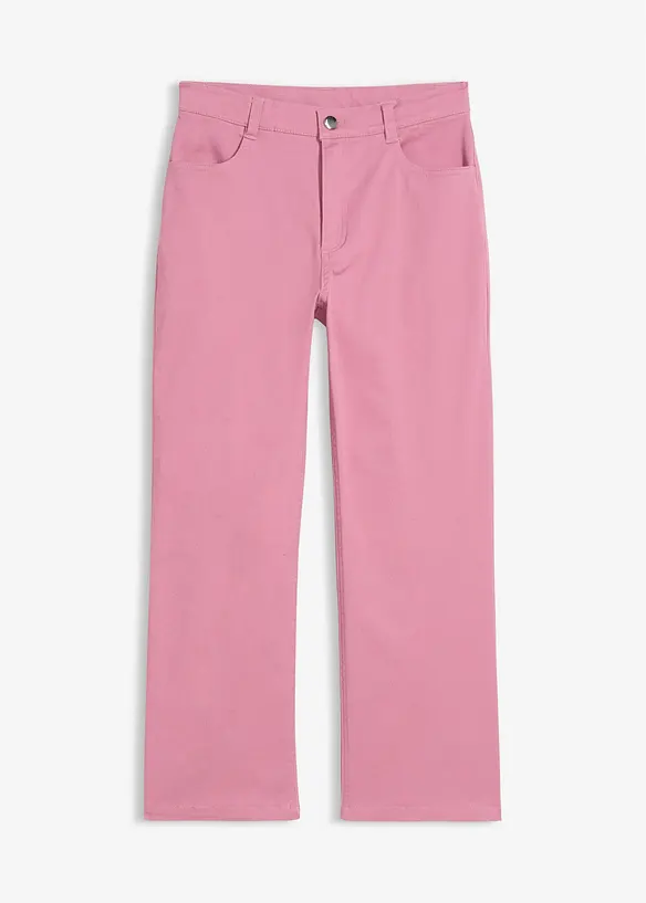 Twillhose Cropped aus elastischem Baumwoll-Mix in rosa von vorne - bonprix