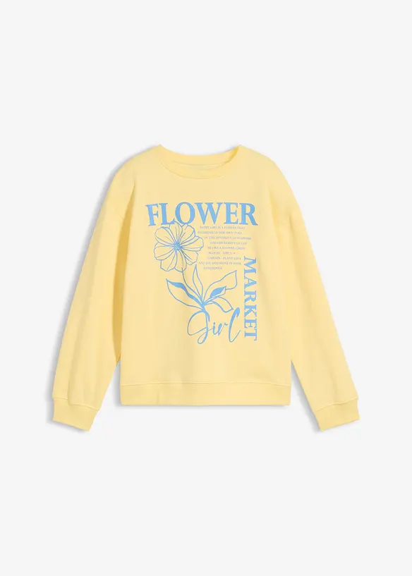 Sweatshirt aus reiner Bio Baumwolle in gelb von vorne - bonprix