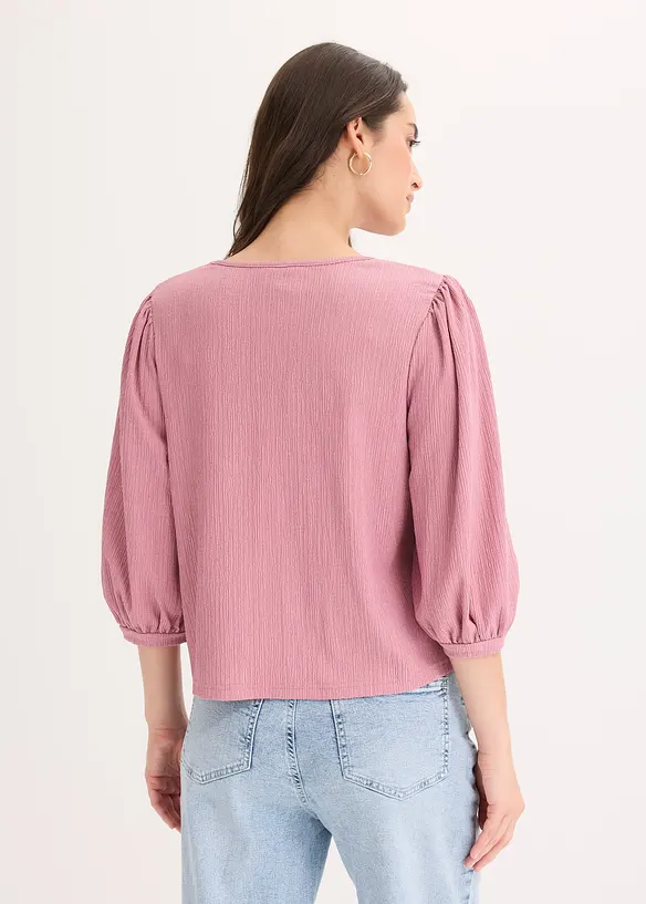Shirtbluse aus strukturiertem Crêpe in rosa von hinten (im Anschnitt) - bonprix Shirtbluse aus strukturiertem Crêpe in rosa von hinten (im Anschnitt) - bonprix