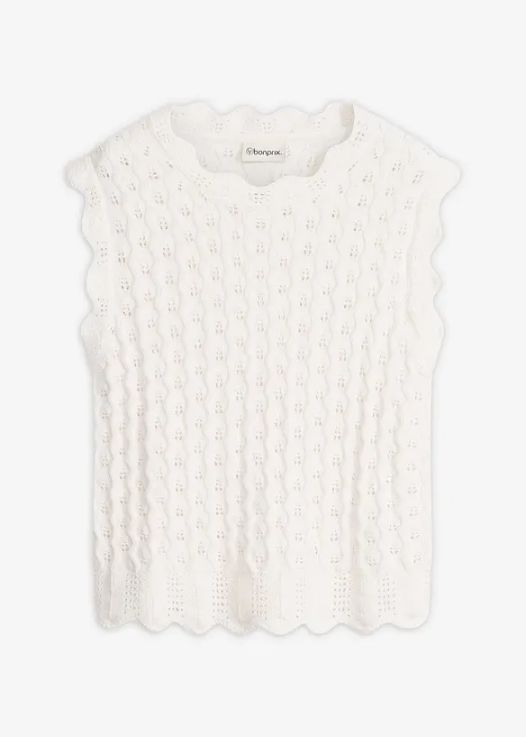 Stricktop aus reiner Baumwolle in weiß von vorne - bonprix