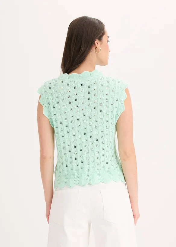 Stricktop aus reiner Baumwolle in grün von hinten (im Anschnitt) - bonprix