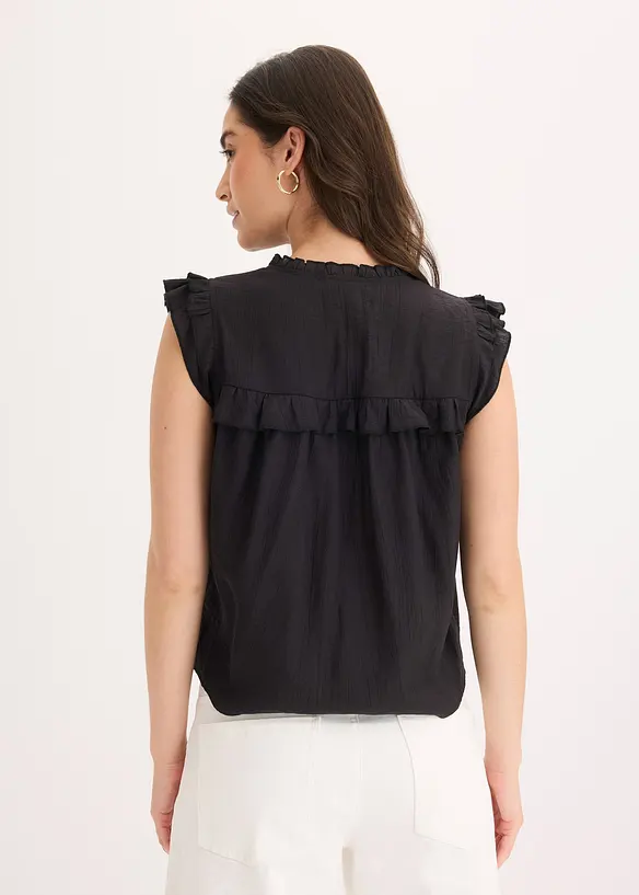 Blusenshirt aus Viskose-Mix in schwarz von hinten (im Anschnitt) - bonprix