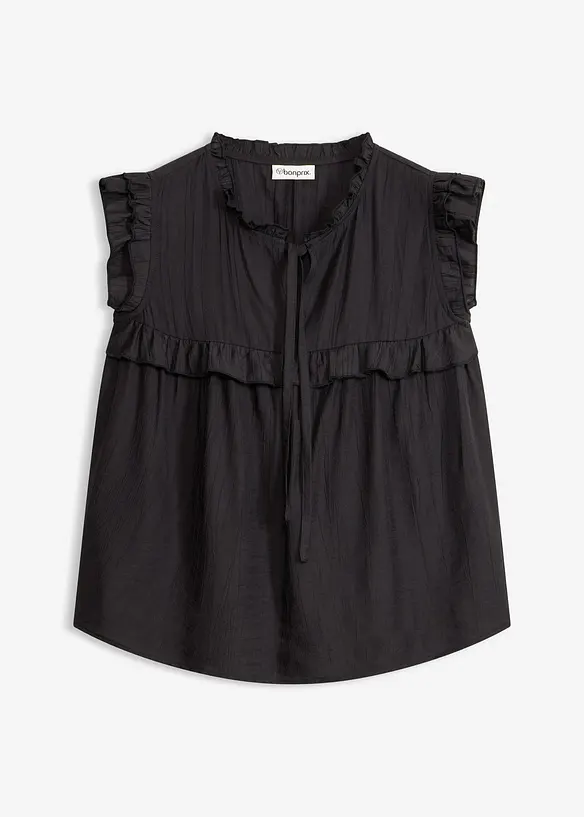 Blusenshirt aus Viskose-Mix in schwarz von vorne - bonprix