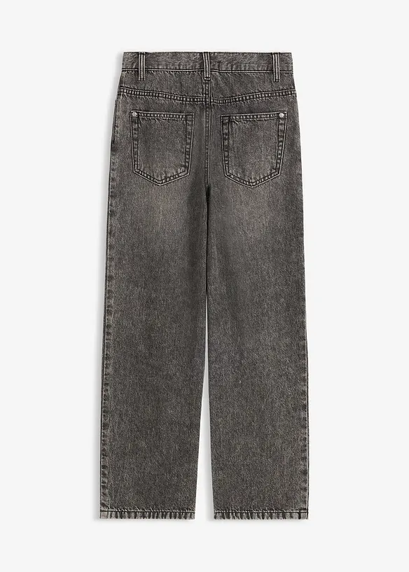 Loose-Fit-Jeans mit verstellbarem Bund, Straight in schwarz von hinten - bonprix
