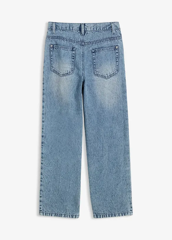 Loose-Fit-Jeans mit verstellbarem Bund, Straight in blau von hinten - bonprix