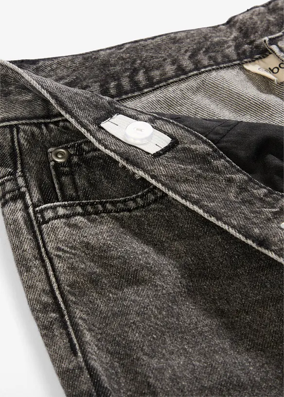 Loose-Fit-Jeans mit verstellbarem Bund, Straight in schwarz - bonprix