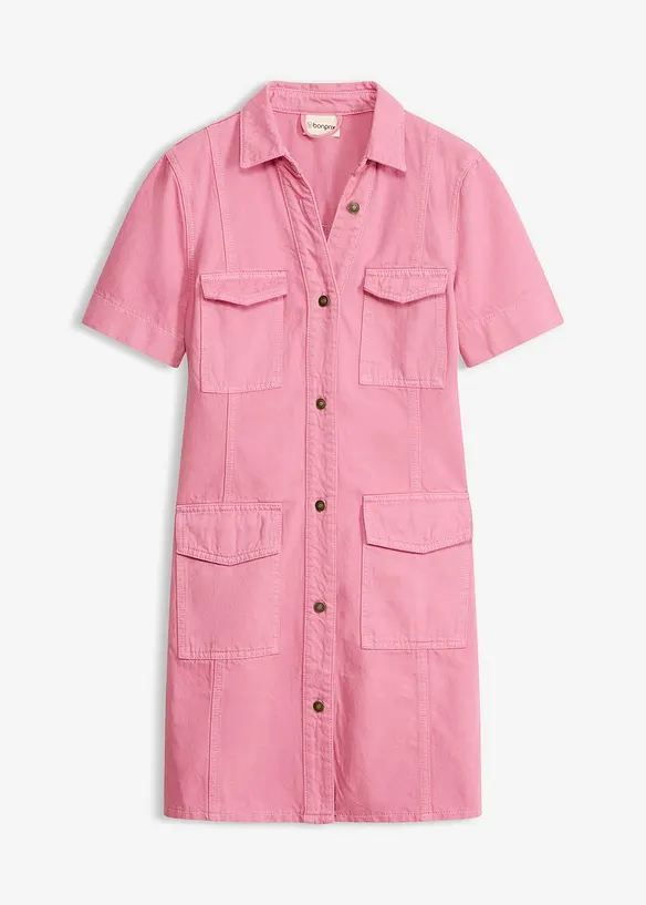 Minikleid aus reiner Baumwolle in rosa von vorne - bonprix Minikleid aus reiner Baumwolle in rosa von vorne - bonprix
