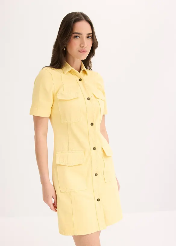 Minikleid aus reiner Baumwolle in gelb von vorne (Totalaufnahme) - bonprix Minikleid aus reiner Baumwolle in gelb von vorne (Totalaufnahme) - bonprix