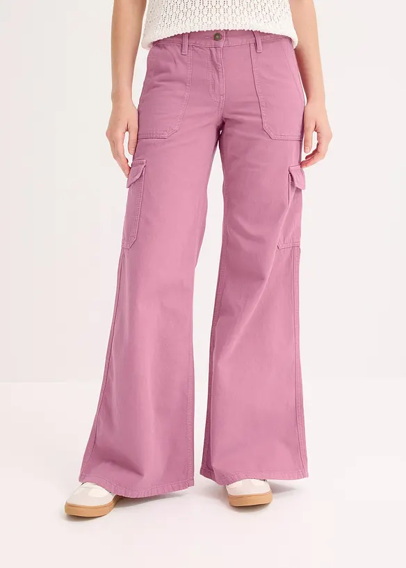 Cargohose aus reiner Baumwolle in rosa von vorne - bonprix