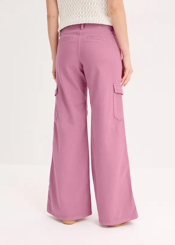 Cargohose aus reiner Baumwolle in rosa von hinten - bonprix