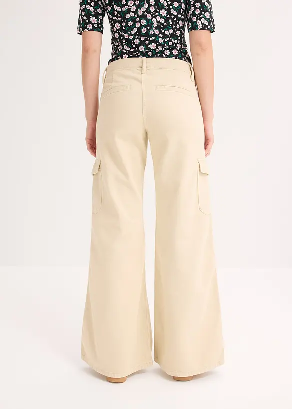 Cargohose aus reiner Baumwolle in beige von hinten - bonprix