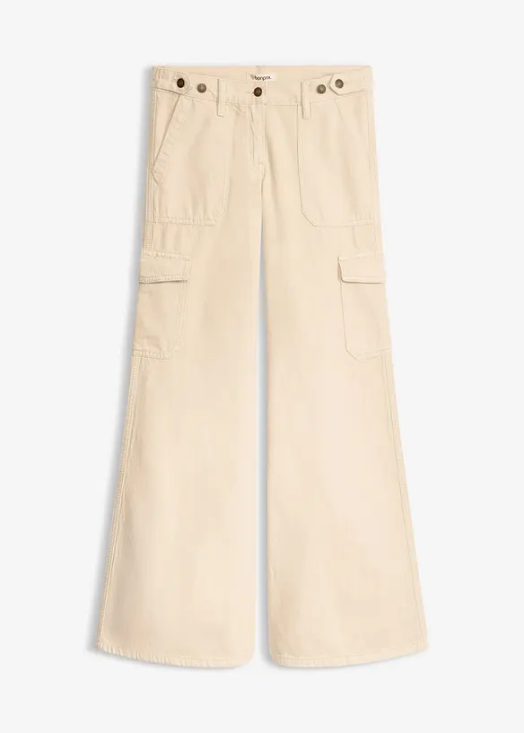Cargohose aus reiner Baumwolle in beige von vorne - bonprix
