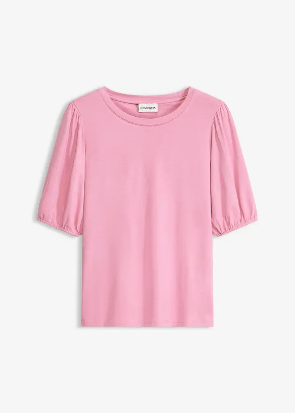Shirt aus softem Viskose-Mix in rosa von vorne - bonprix