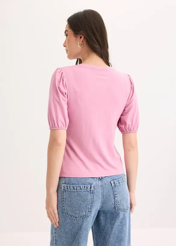 Shirt aus softem Viskose-Mix in rosa von hinten (im Anschnitt) - bonprix