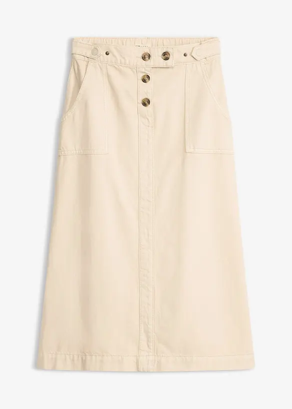 Twill-Rock aus reiner Baumwolle in beige von vorne - bonprix Twill-Rock aus reiner Baumwolle in beige von vorne - bonprix