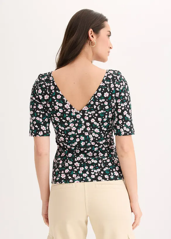 Shirt aus elastischer Baumwolle in schwarz von hinten (im Anschnitt) - bonprix