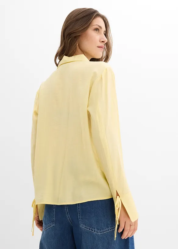 Hemdbluse aus fließendem Viskose-Mix in gelb von hinten (im Anschnitt) - bonprix