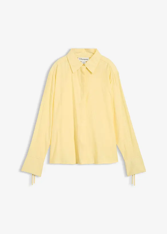 Hemdbluse aus fließendem Viskose-Mix in gelb von vorne - bonprix
