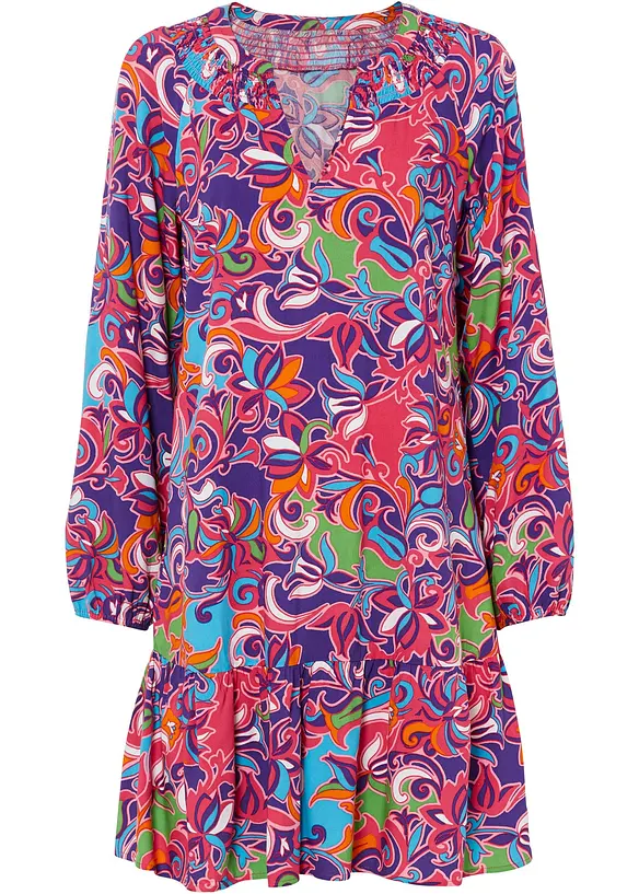Tunika-Kleid aus fließender Viskose in pink von vorne - bonprix