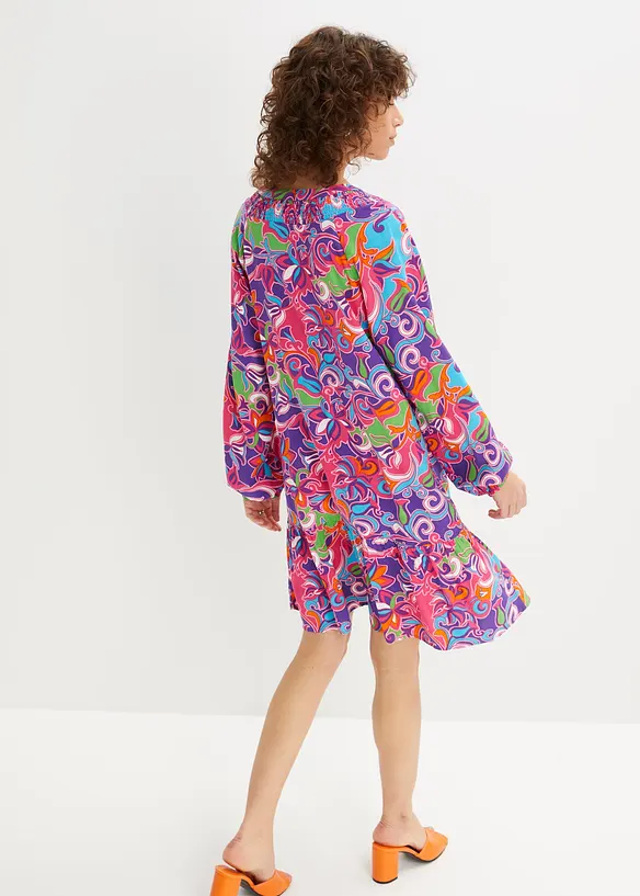 Tunika-Kleid aus fließender Viskose in pink von hinten (Totalaufnahme) - bonprix