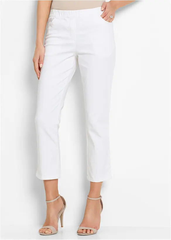 7/8 Schlupfhose mit Stretch in weiß von vorne - bonprix