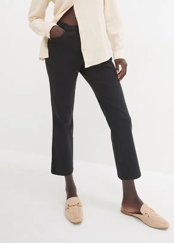 7/8 Schlupfhose mit Stretch in schwarz von vorne - bonprix