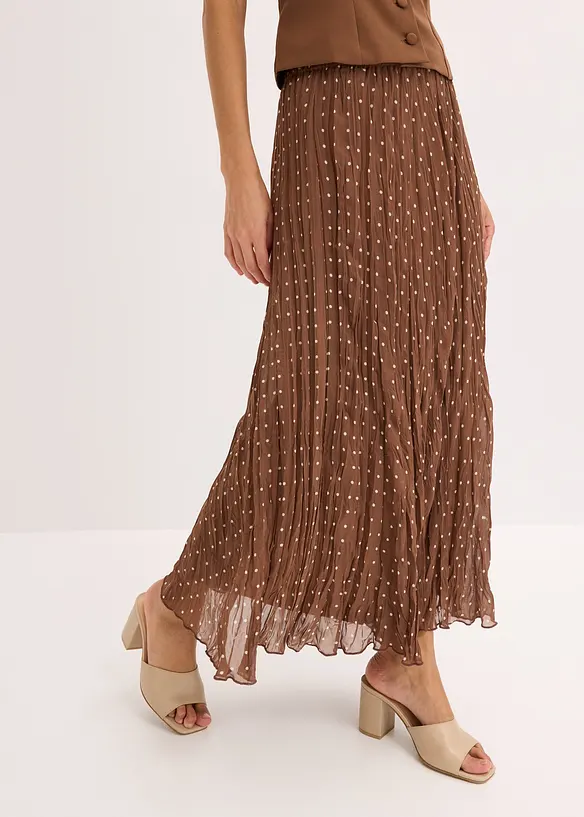 Chiffon-Rock in Crash-Optik in braun von vorne - bonprix Chiffon-Rock in Crash-Optik in braun von vorne - bonprix