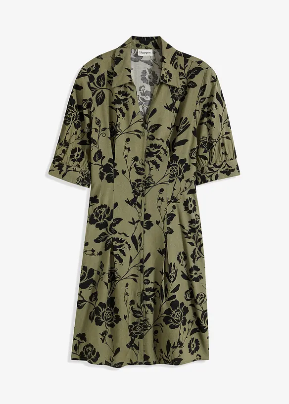 Blusenkleid aus fließender Viskose in grün von vorne - bonprix
